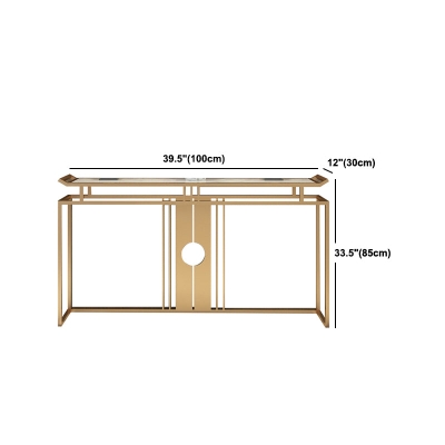 11" breiter Glam-Akzenttisch, Steingold, rechteckiger Konsolen-Akzenttisch