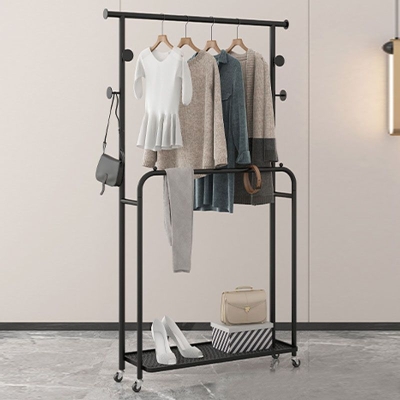 Luxuri&ouml;ser metallischer Kleiderb&uuml;gel, freistehender Haken-Design-Garderobenst&auml;nder mit Universalrad