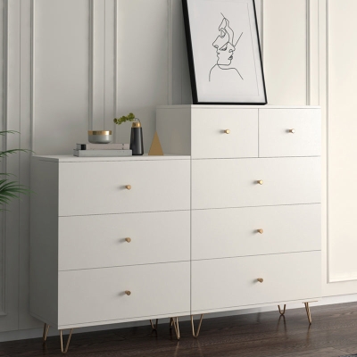 Glam-Kommode f&uuml;r Schlafzimmer, Holzwerkstoff, 16 Zoll breit, Aufbewahrungstruhe mit Schubladen