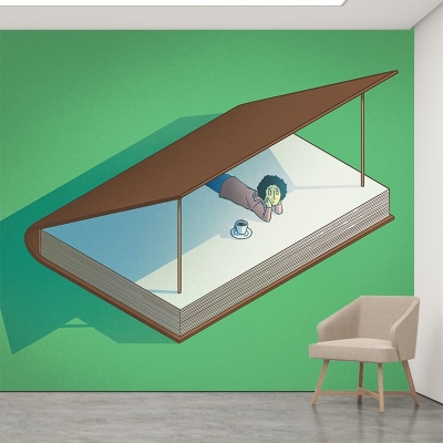 Carta da parati murale con illustrazione in stile moderno Carta da parati murale con illustrazione creativa per camera da letto