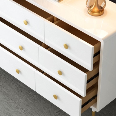 16" Breite Holz-Doppelkommode, moderne Aufbewahrungstruhe mit Schubladen f&uuml;r Schlafzimmer