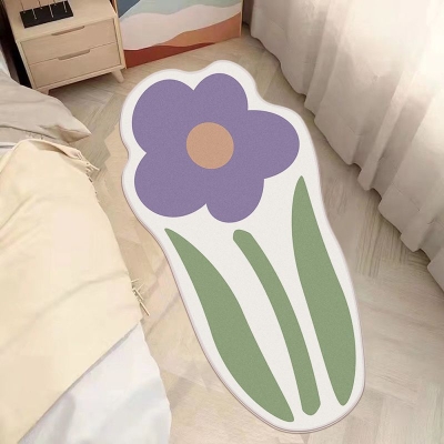 Tappeto con motivo a cartoni animati Tappeto resistente alle macchie a forma di fiore per la decorazione domestica