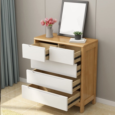 Moderne Kommode aus massivem Holz, Schlafzimmer-Aufbewahrungskommode mit 5/6/9 Schubladen