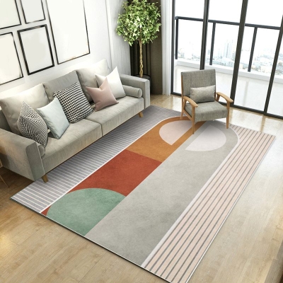 Tappeto moderno color oro Tappeto in poliestere color block Tappeto resistente alle macchie per soggiorno