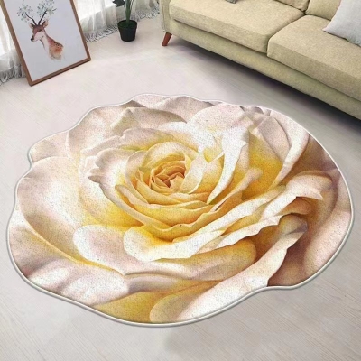 Tappeto a fiori arancioni Tappeto semplice in poliestere Tappeto con supporto antiscivolo per soggiorno