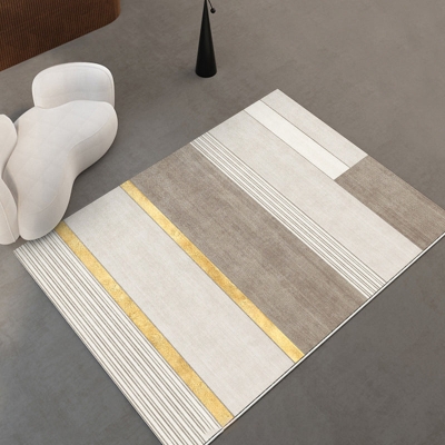 Tappeto moderno a righe Tappeto beige in poliestere Tappeto lavabile per la decorazione domestica