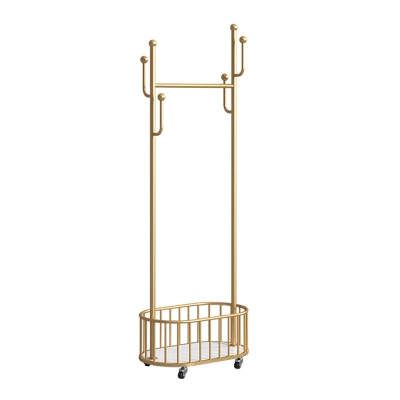 Appendiabiti Glam Ganci in Metallo Scaffale Incluso Stand da Ingresso Autoportante