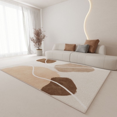 Tappeto lavabile semplice tappeto bianco in poliestere a blocchi di colore per la decorazione domestica
