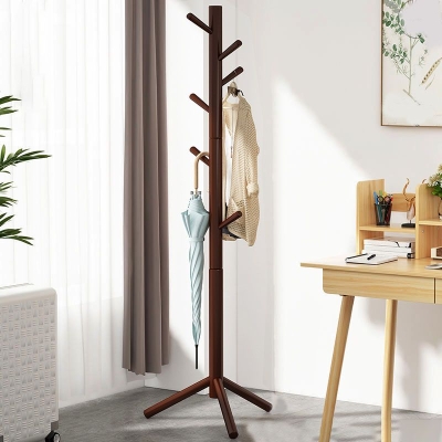 Moderner Garderobenst&auml;nder mit Holzrahmen, freistehend mit Haken