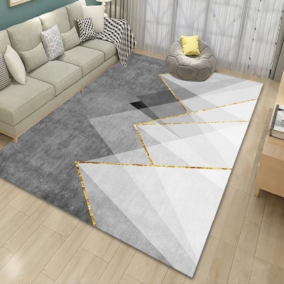 Tappeto moderno grigio Tappeto geometrico in poliestere Tappeto antimacchia per salotto
