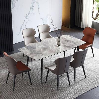 Sedia imbottita per sala da pranzo Sedia laterale con schienale in ecopelle