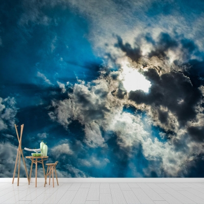 Fotomurale ambientale con nuvole Fotomurale resistente alle macchie per soggiorno