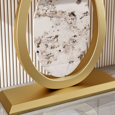 Glam Stone Akzenttisch Halbmond-Konsolen-Sofatisch f&uuml;r Flur