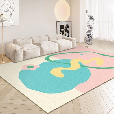 Tappeto moderno nordico Tappeto in poliestere rosa Tappeto antimacchia per soggiorno