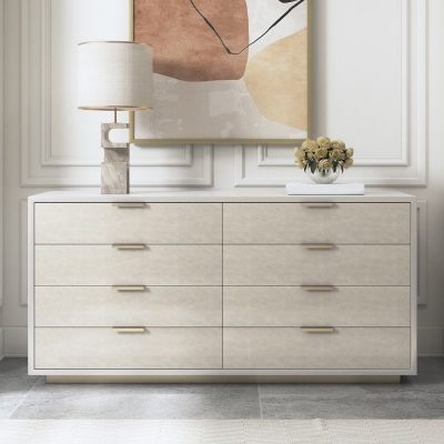 Hochmoderne Doppelkommode aus massivem Holz mit Schubladen f&uuml;r das Schlafzimmer