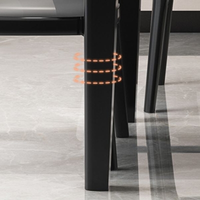 Tavolo da pranzo allungabile moderno rotondo in pietra grigia con 4 gambe nere in legno di gomma