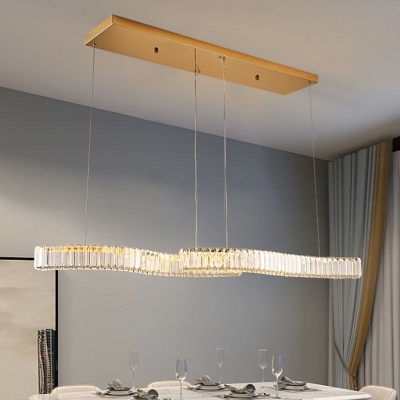 Lampada a isola in cristallo LED Lampada a sospensione contemporanea in oro per sala da pranzo