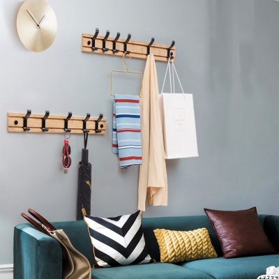 Appendiabiti moderno da parete con ganci e kit da ingresso con struttura in legno con retro