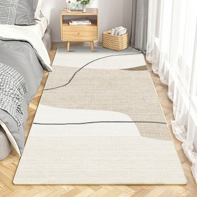 Tappeto dalla linea moderna Tappeto da interni in poliestere beige Tappeto lavabile per la decorazione domestica