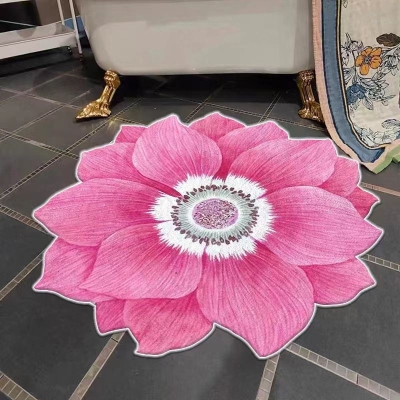 Tappeto con telaio resistente alle macchie e fiori colorati di forma irregolare per camera da letto