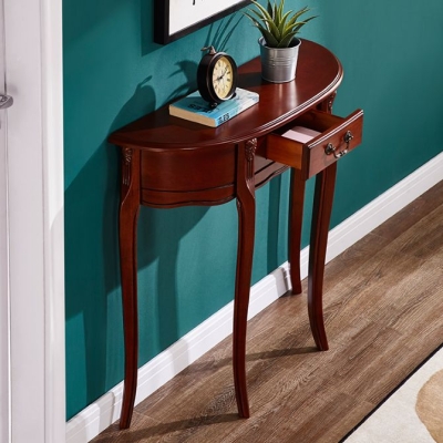 Mid-Century Modern Holz-Beistelltisch Halbmond-Sofa-Konsolentisch f&uuml;r Flur