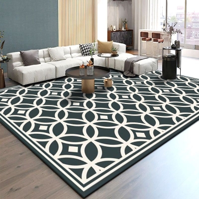 Tappeto moderno grigio Tappeto con foglie in poliestere Tappeto con supporto antiscivolo lavabile per la decorazione domestica