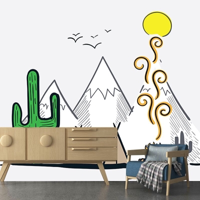 Carta da parati murale in stile moderno Illustrazione disegnata a mano Decorazione murale per interni