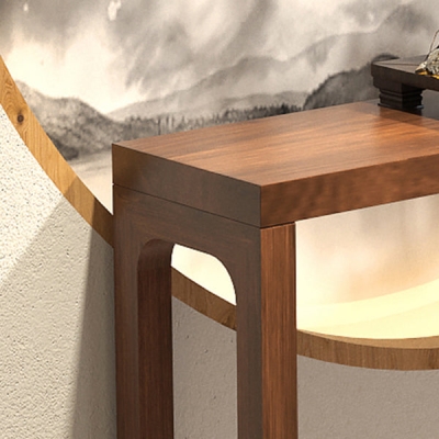 Mid-Century Modern Sofatisch, rechteckiger Konsolentisch aus Kiefernholz mit Kufen in Dunkelbraun