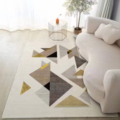Tappeto moderno beige Tappeto a righe in poliestere Tappeto con supporto antiscivolo per soggiorno