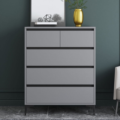Moderne graue Kommode aus Holz mit Soft-Close-Schubladen und Kommode f&uuml;r Schlafzimmer