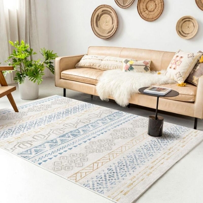 Tappeto beige Marocco Tappeto grafico in poliestere Tappeto lavabile per salotto