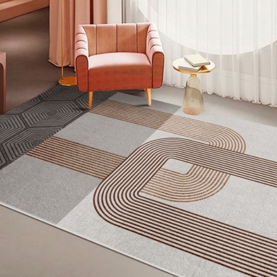 Tappeto moderno arancione Tappeto geometrico in poliestere Tappeto antimacchia per salotto
