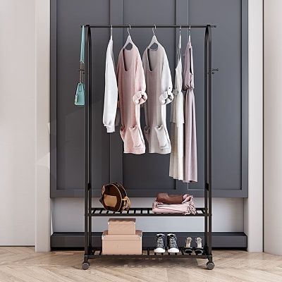 Luxuri&ouml;ser Metall-Kleiderb&uuml;gel, freistehender Doppelregal-Design-Garderobenst&auml;nder