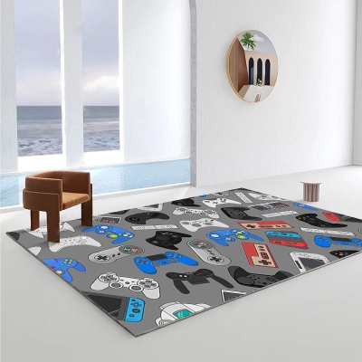 Tappeto moderno per interni lavabile in poliestere stampato con gamepad per la decorazione domestica