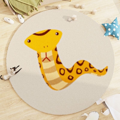 Tappeto per area bambini in lana d'agnello Tappeto rotondo antimacchia Tappeto moderno con stampa animalier