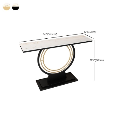 Glam rechteckiger Konsolentisch, 31,5" hoher Akzenttisch aus Stein mit 1 Ablage