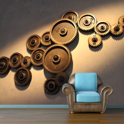 Metallgetriebe-Fotografie, schmutzabweisende Tapete, Wohnzimmer-Wandbild