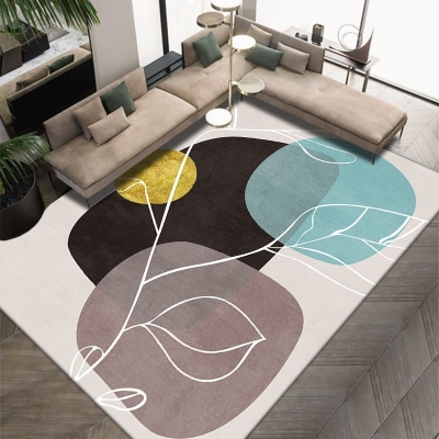 Tappeto nordico verde scuro Tappeto lavabile in poliestere con colori a contrasto per la decorazione domestica