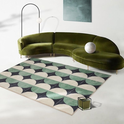 Tappeto moderno verde Tappeto circolare in poliestere Tappeto lavabile per salotto