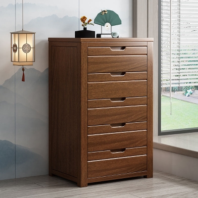 Cassettiera per biancheria da letto in stile contemporaneo in legno di noce con cassetto
