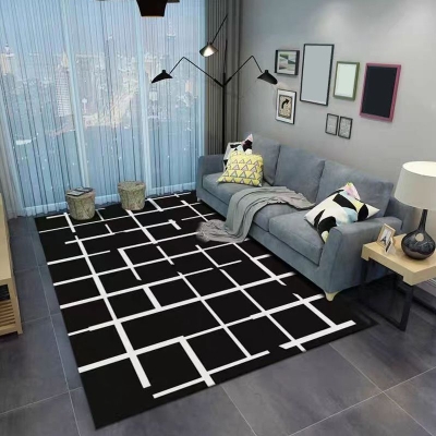 Tappeto moderno nero Tappeto geometrico in poliestere Tappeto lavabile per salotto