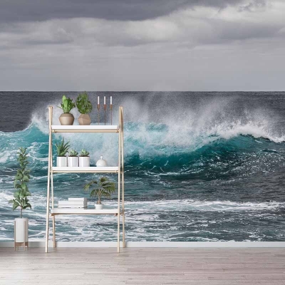 Carta da parati fotografica tropicale con stampa mare, soggiorno, resistente alle macchie