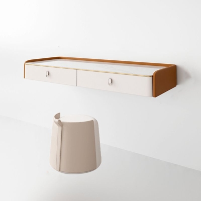 Piano di lavoro in ardesia bianco sporco in stile glam montato a parete con cassettiera a 1/2 cassetto