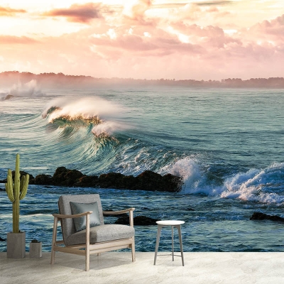 Carta da parati decorativa resistente alla muffa Stampa marina Soggiorno Fotografia tropicale