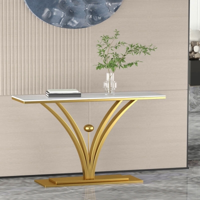 Glam Console Accent Table Tavolino da divano rettangolare con finitura anticata