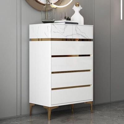 Glam Stone Schlafzimmerkommode, 16" breite Aufbewahrungstruhe in Wei&szlig; mit Schubladen