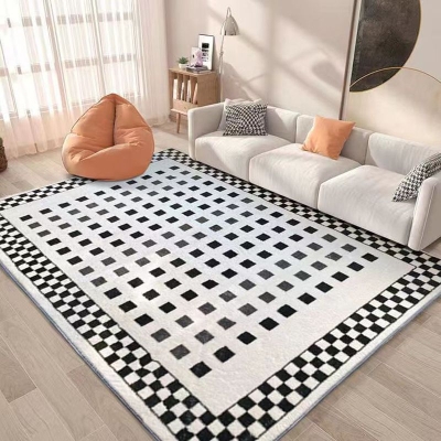 Tappeto moderno nero Tappeto lavabile in poliestere con area diamante per la decorazione domestica
