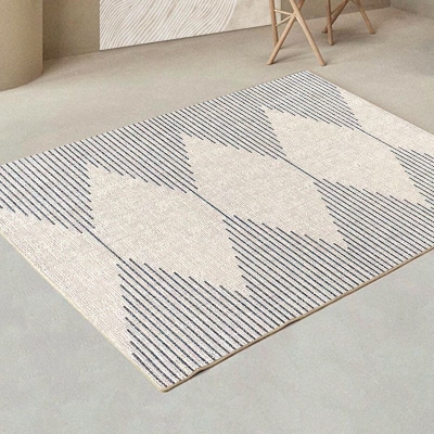 Tappeto moderno grigio Tappeto lavabile in poliestere con zona diamante per soggiorno