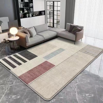 Tappeto moderno beige Tappeto con geometrie in poliestere Tappeto lavabile per la decorazione domestica