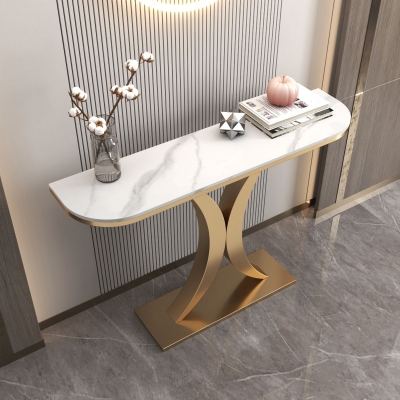 Tavolo resistente alle macchie Tavolo Glam in pietra 11,81" L x 31,49" H Tavolo a mezzaluna